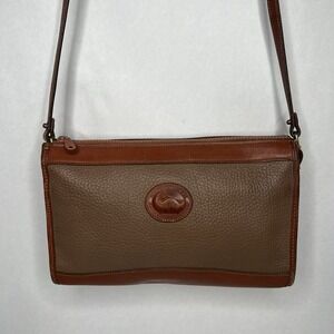 REAL Dooney Bourke Taupe Vintage Zip Shoulder Bag All Weather Leather‎ AWL Rare!